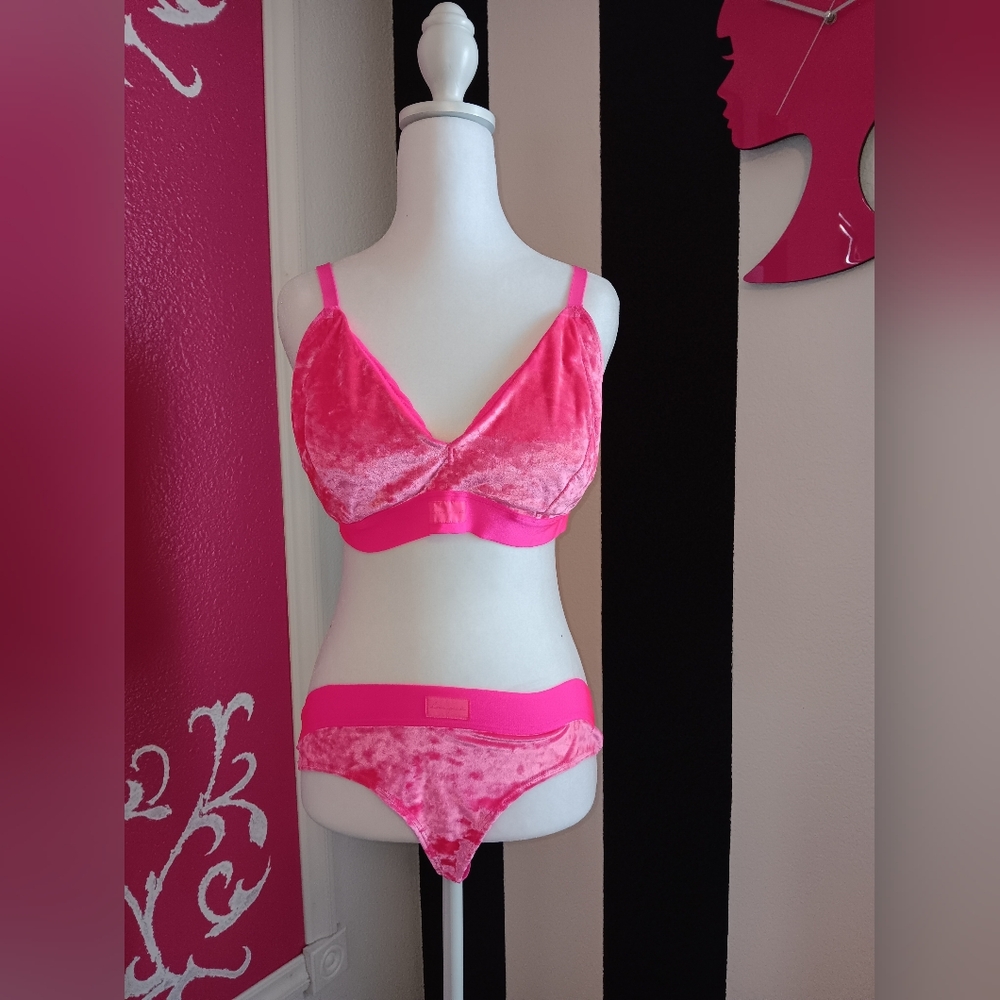 Victoria's Secret Pink Velvet Bra Set